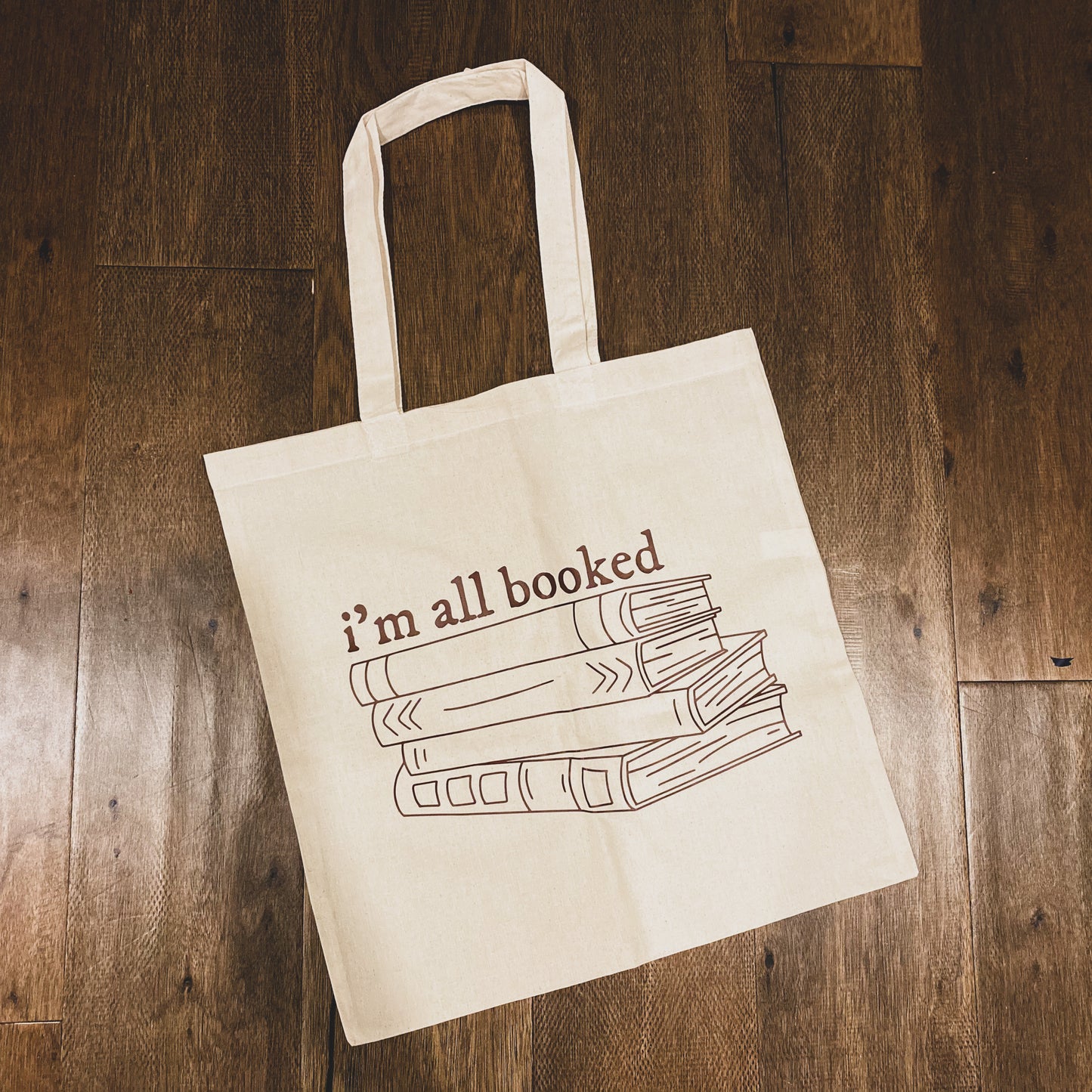 i’m booked canvas tote